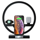 3 IN 1 QI Fast Wireless Charger Dock for iPhone 11 Pro Max for Apple Watch iWatch 1 2 3 4 5 Airpods Charger Holder LED Lamp