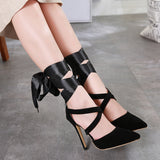 Pointed Ribbon Strap Women Stiletto