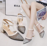 Pointed mesh lace Baotou sandals