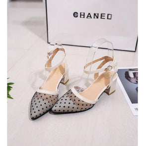 Pointed mesh lace Baotou sandals