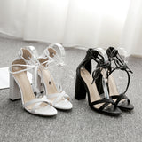 Cross bandage high heel sandals