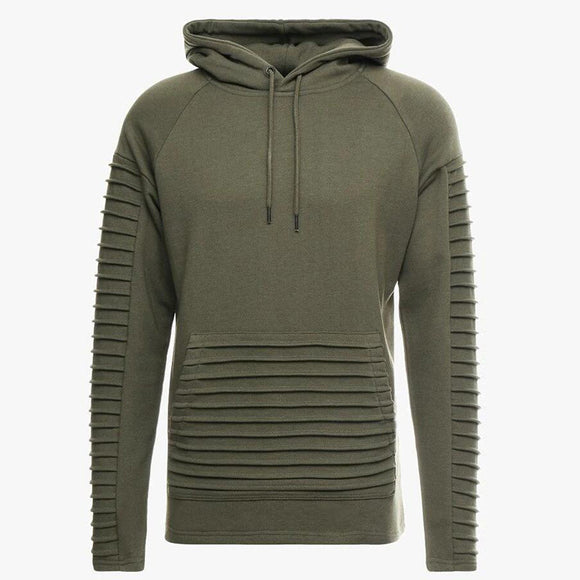 Long Sleeve Pleated Stripes Hoodies