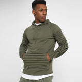 Long Sleeve Pleated Stripes Hoodies