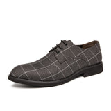 Breathable Casual Checked Leather Shoes