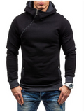 Oblique Zipper Solid Color Hoodies