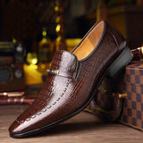 Crocodile-Print Large Size Leather Shoes