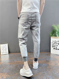 Elastic Slim Cropped Slacks