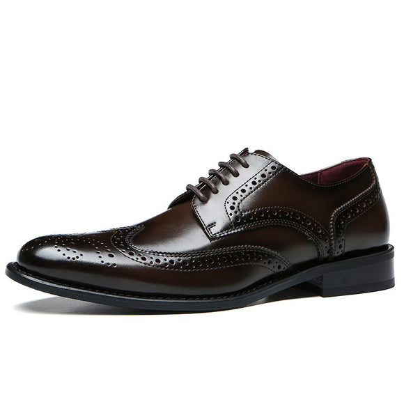 Brogue Cowhide British Leather Shoes