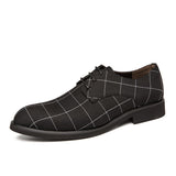 Breathable Casual Checked Leather Shoes