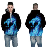 3D Blue Dragon Printed Hoodies