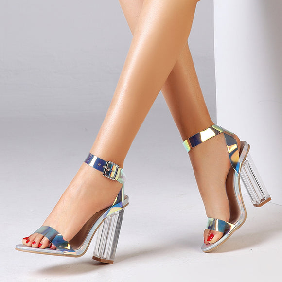 Colorful Buckle high-heeled sandals