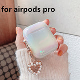 3D Love Pearl Shell Keychain Water Drop Rainbow Hard Headphone Earphone case for apple airpods 1 2 3 pro Wireless Headset cover