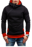 Oblique Zipper Solid Color Hoodies