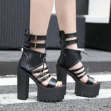 Open toe high platforms sandals