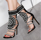 Rhinestone high heel sandals