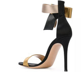 Stiletto heel sandals satin bow