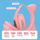 RGB Cat Ear Headphones Bluetooth 5.0 Noise Cancelling Adults Kids girl Headset Support TF Card FM Radio With Mic Gift bracelet