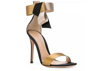 Stiletto heel sandals satin bow