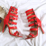 Belt buckle high-heeled sandals