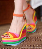 Rainbow thick fish mouth sandals