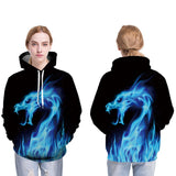 3D Blue Dragon Printed Hoodies