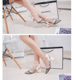 Pointed mesh lace Baotou sandals