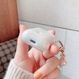 3D Love Pearl Shell Keychain Water Drop Rainbow Hard Headphone Earphone case for apple airpods 1 2 3 pro Wireless Headset cover