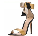 Stiletto heel sandals satin bow