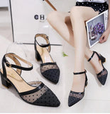 Pointed mesh lace Baotou sandals