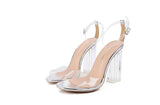 Transparent thick heeled sandals