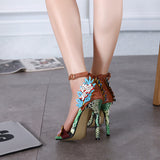 Serpentine flower high heel sandals