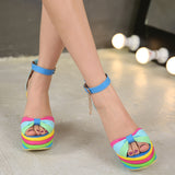 Rainbow thick fish mouth sandals