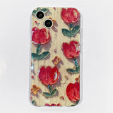Small fresh tulip x suitable for Apple 13Pro Max mobile phone case iphone11 flash drill 12 drops of glue XR