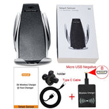 10W Wireless Car Charger S5 Automatic Clamping Fast Charging Phone Holder Mount in Car for iPhone xr Huawei Samsung Smart Phone