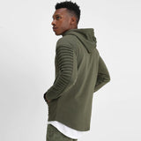 Long Sleeve Pleated Stripes Hoodies