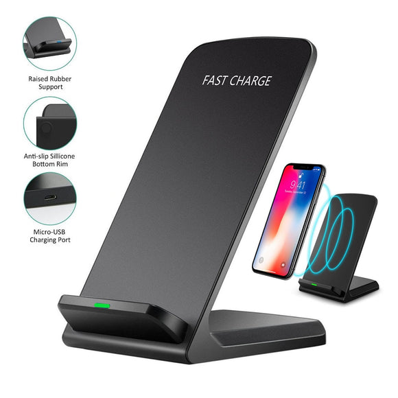 10W Q740 Wireless Folding Vertical Quick Charger USB Fast Charging Bracket High Power Docking Stand For Mobile Phones Desktop