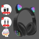 RGB Cat Ear Headphones Bluetooth 5.0 Noise Cancelling Adults Kids girl Headset Support TF Card FM Radio With Mic Gift bracelet