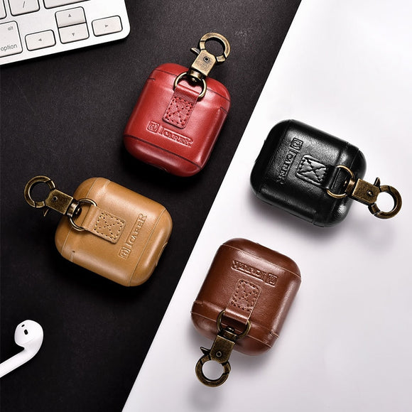 Leather Case For Apple Airpods Airpod Earphone Accessories Dust-proof Retro Protective Cover Bluetooth Headphone Case Waterproof