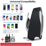 10W Wireless Car Charger S5 Automatic Clamping Fast Charging Phone Holder Mount in Car for iPhone xr Huawei Samsung Smart Phone