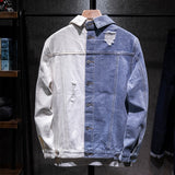 Men's Blue white Patchwork Jackets