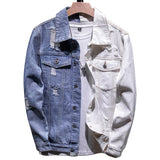 Men's Blue white Patchwork Jackets