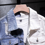 Men's Blue white Patchwork Jackets