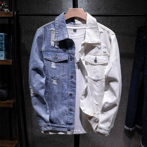 Men's Blue white Patchwork Jackets