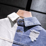 Men's Blue white Patchwork Jackets