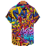 Oversized Graffiti Hawaiian Shirts