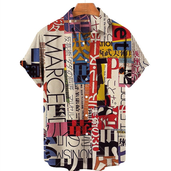 Oversized Graffiti Hawaiian Shirts