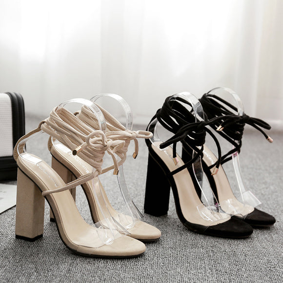 Cross strap high heel sandals