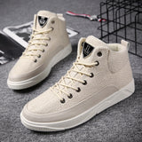 Linen High-Top Sneakers