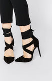 Pointed Ribbon Strap Women Stiletto