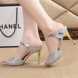 Fish mouth stiletto heel sandals